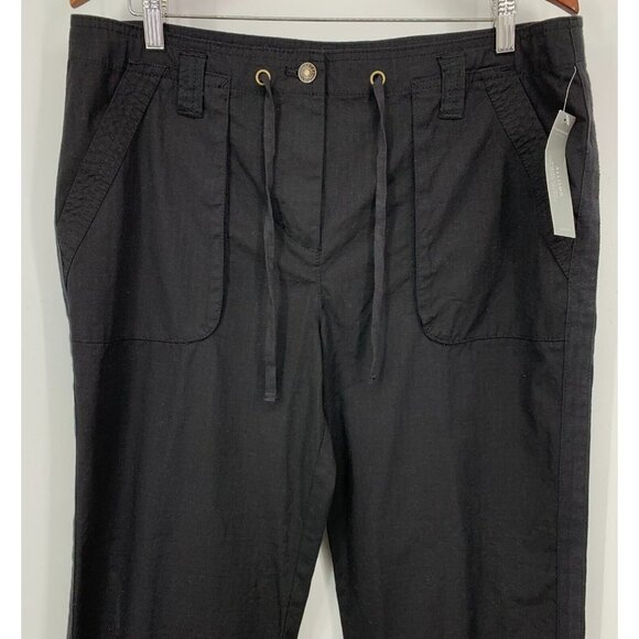 Charter Club Pants Size 14 Black Wide Leg Cropped Drawstring Modern Women New - Picture 2 of 6